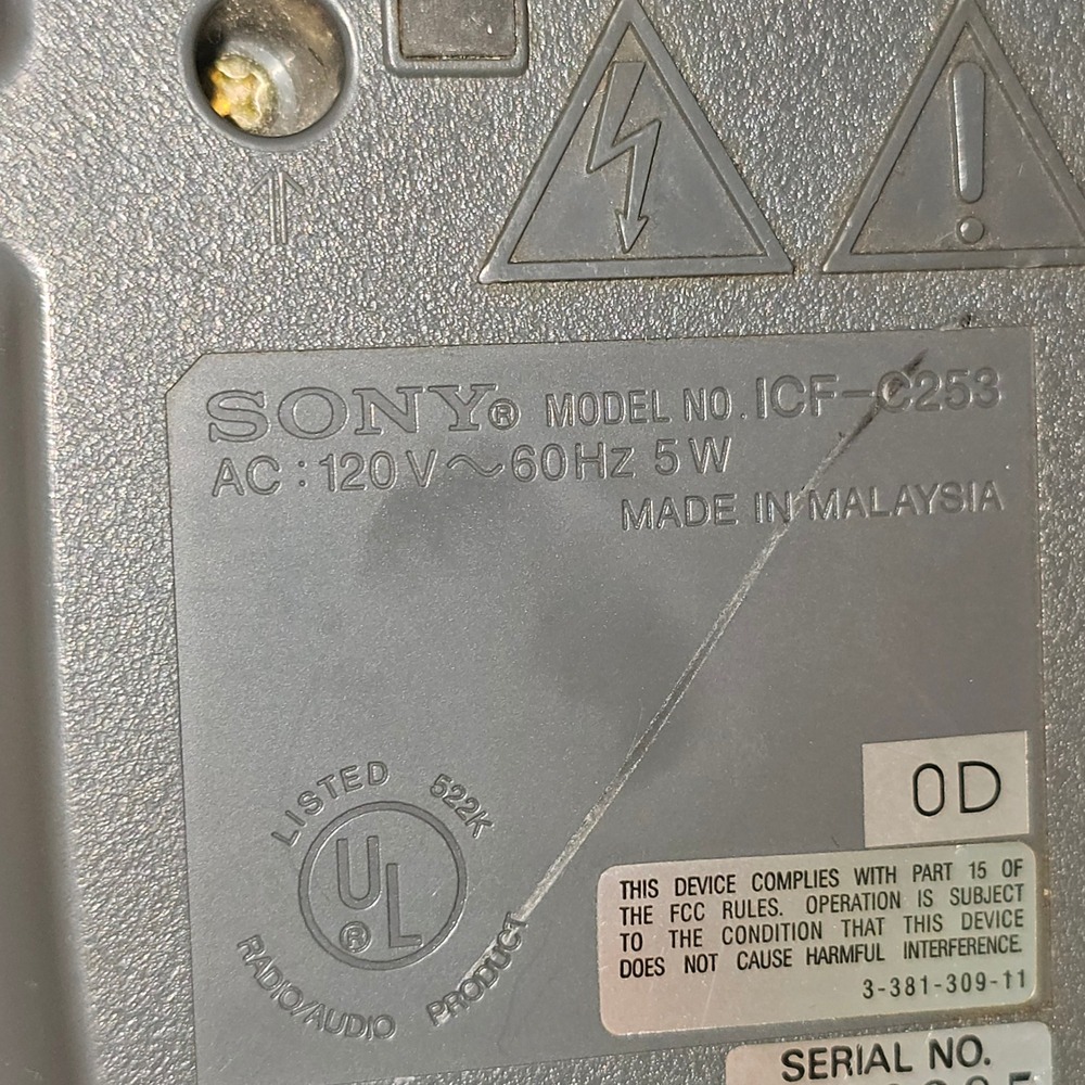 Sony Dream Machine ICF-C253 Dual Alarm FM AM Clock Radio Grey Digital‎ Vintage - Picture 2 of 6